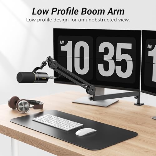 TONOR Microphone Boom Arm, Low Profile Mic Arm - color: Black, style: Invisible Spring