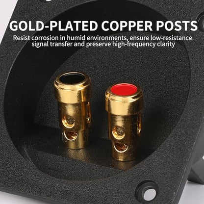 3.1 in Square Push Spring Speaker Box Terminal Cup, 4 Pack | Features 2-Way Speaker Terminal Cup with Gold Plated Binding Posts; Bare Wire Connection. - color: 3.1 Inch Square Push Spring, size: 4
