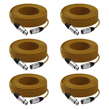 50ft XLR Cables 6 Pack, Long Balanced Microphone Cords, Nylon Braided Microphone Cable, Male to Female Audio Cord, Braided Shield for Studio DJ - size: 50 Feet, style: 6 Pack
