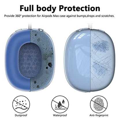 Silicone Case Cover for AirPods Max Headphones 2/1 (2026/2020) (Blue) - color: Clear Blue-T