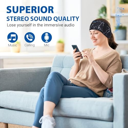 LC-dolida Sleep Headphones Bluetooth 5.4, Headband Headphones Earphones Wireless, Sleep Mask for Gifts,Workout,Jogging,Yoga（Lightning Pattern） - color: Lightning pattern
