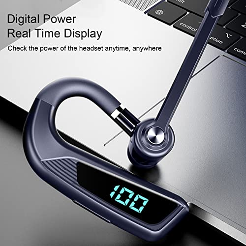 PUSOKEI Single Ear Bluetooth Earpiece, 270° Rotatable Handsfree Headset with Mic for Business Office Driving,Wear it Left or Right No Delay
