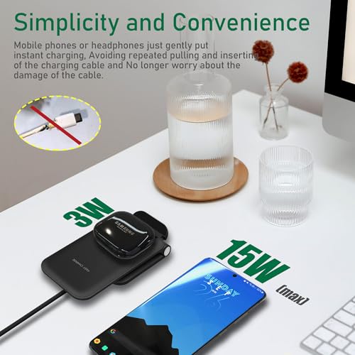 15W Wireless Charger Stand, Foldable Charging Station for Samsung Galaxy S25 S24 S23 S22 S21 S20 Ultra S10 S9 S8 S7 Note10 9 8 7, Desk Stand Up Phone Charger iPhone 17 16 15 14 13 12 Pro Max