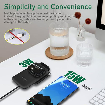 15W Wireless Charger Stand, Foldable Charging Station for Samsung Galaxy S25 S24 S23 S22 S21 S20 Ultra S10 S9 S8 S7 Note10 9 8 7, Desk Stand Up Phone Charger iPhone 17 16 15 14 13 12 Pro Max