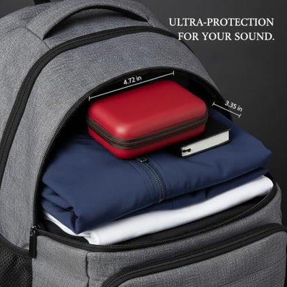 Hard Shell Headphone Case for Over-Ear Models, Compact EVA Travel Pouch with Zipper, Red