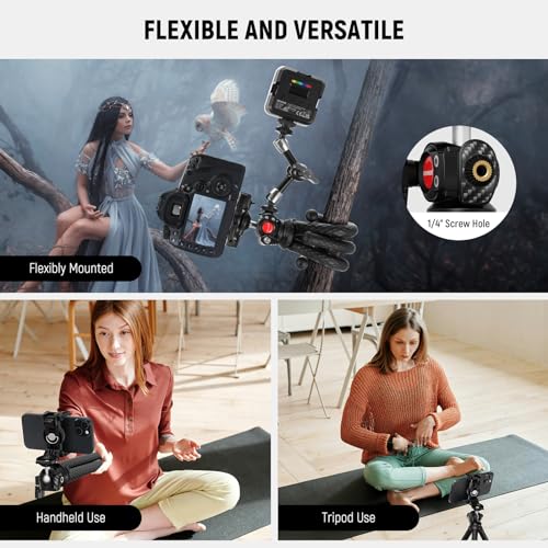 NEEWER Flexible Tripod with Remote, Mini Camera Phone Tripod Stand with Hidden Phone Holder&Action Camera Adapter Compatible with iPhone GoPro Hero13 12 11 10 DJI Insta360 Samsung for Vlogging, TP34 - style: TP34