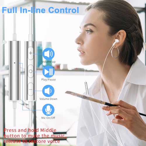 USB Earbuds with Microphone for PC Laptop,Wired USBA Headset,White | in Ear Buds Noise Isolating Light Laptop Earphones,Headphones with Mic for Dell HP Computer PC Office Zoom Work Gaming School - color: White