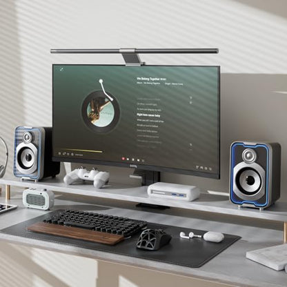 SOULION 10W USB Powered Wired Bluetooth 2.0 Computer Speakers | 2.0 PC Speakers, Easy-Control Pod, 5 Mirror-Like LED Light Modes, for Monitor Laptop Desktop Gaming Music