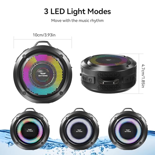 Bluetooth Shower Speaker, Soundace S6 IPX7 Waterproof Portable Speaker with Suction Cup, Hook, Lights,Stocking Stuffers, Premium Mini Outdoor Wireless Speake Ideal Gift for Christmas (Black) - color: Black