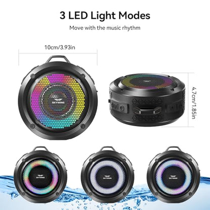 Bluetooth Shower Speaker, Soundace S6 IPX7 Waterproof Portable Speaker with Suction Cup, Hook, Lights,Stocking Stuffers, Premium Mini Outdoor Wireless Speake Ideal Gift for Christmas (Black) - color: Black