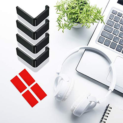 Weewooday 4 Pieces Headphone Hanger Headset Stand Holder, Black | Adhesive Wall Mount Headphone Hook under Desk Acrylic Gaming Earphones Hanger for Earphone Controller - color: Black
