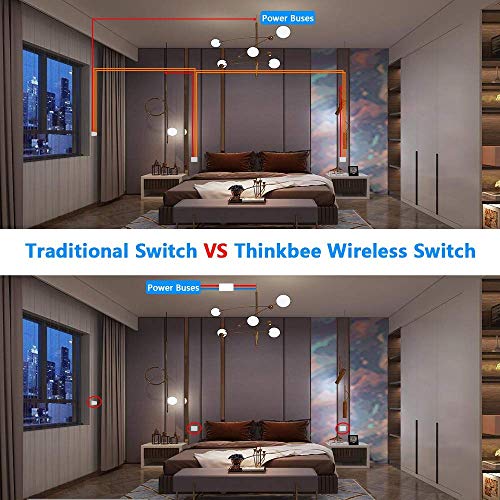 Thinkbee Wireless Lights Switch Kit, 2 Gang Wall Switch with Mini Receiver - size: 2 button switch+2 receiver