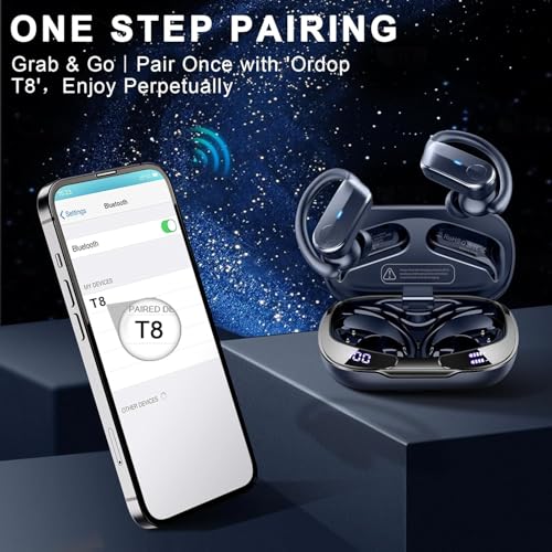 Wireless Earbuds, Sports Bluetooth 5.4 Headphones IPX8 Waterproof, 70H Over Ear Buds with Deep Bass Sound,4 ENC Noise Cancelling Mics, USB-C Fast Charging Earphones with Earhooks for Workout/Running - color: Deep Blue