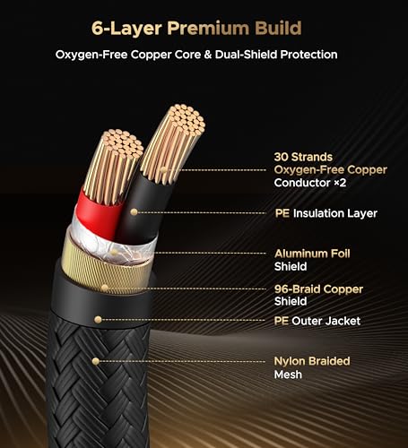 Warrky 10ft 2 Pack XLR Cables OFC Gold-Plated Hi-Fi Balanced Male to Female | [Oxygen-Free Copper (OFC), Gold-plated Connector] Balanced Microphone Cable Male to Female Professional Hi-Fi XLR Cable - style: 10ft 2 Pack