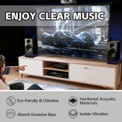 TroyStudio 9 x 6.3 x 2 Inches Speaker Isolation Pads, 2 Pack Subwoofer Wedge for 3"-4.5" Studio Monitor Pair, Thick Acoustic Foam Felt Riser Mat, Bass Speaker Feet for Desktop, Home Theater - size: S