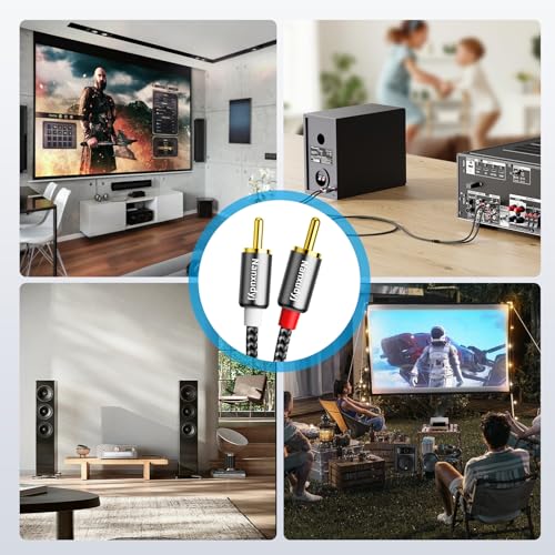 RCA Cable 6ft,RCA to RCA Audio Stereo Cord,2RCA Gold Plated Dual Shielded – Against Noise Auxiliary Car Audio Subwoofer Adapter Cord for Home Theater Amplifier Hi-Fi Systems,Speakers and etc - size: ['6 feet']