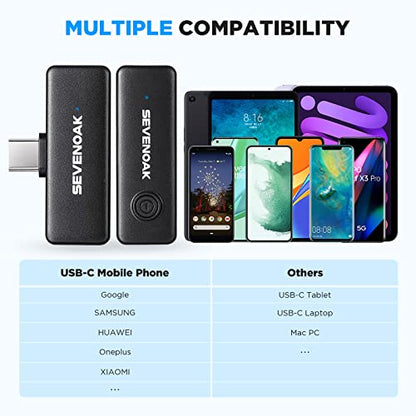 2.4GHz Wireless Lavalier Lapel Microphone for Tablet laptop USB-C Devices Tiny Lav Clip On Microphones for Vlogging Streaming Voice Record Interview YouTube Sevenoak SK-W10-U1 1 Transmitter 1 Receiver - size: SK-W10-U1