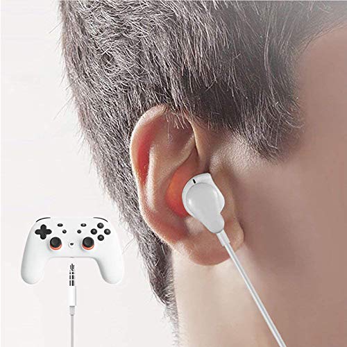 GEEKRIA 3.5mm Gaming Earbuds with Mic & Volume Control, Wired Stereo in-Ear Headphones Compatible with PS4, Xbox One Controller, PC, Laptop, Smartphone - color: White