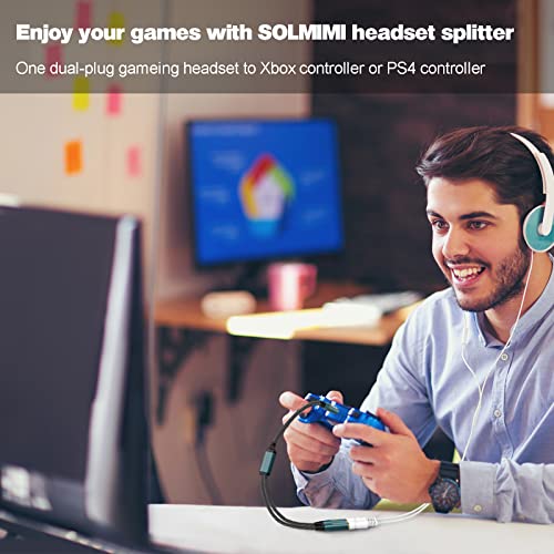 Headset Adapter, 3.5mm Headphone Mic Splitter CTIA TRRS Male to Dual TRS Female Y Audio Microphone Splitter Cable for Gaming Headset to PC, Laptop, Smartphone, PS4, Xbox, Computer - 1 Feet - style: 2-in-1