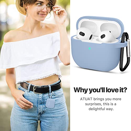 Compatible with AirPods 3 Case, Protective Silicone Cover for AirPods 3rd Generation Case 2021, Wireless Charging - Light Blue - color: B-Light Blue