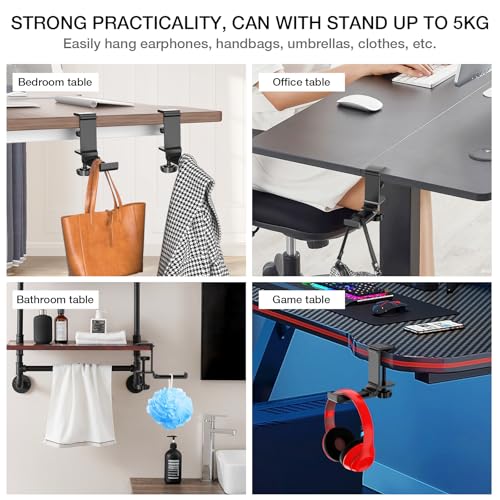 Foldable Headphone Stand Clamp-On Design Silicone Pad Portable Space-Saving Holds Up to 5KG Fits Desk Setup/Office/Home