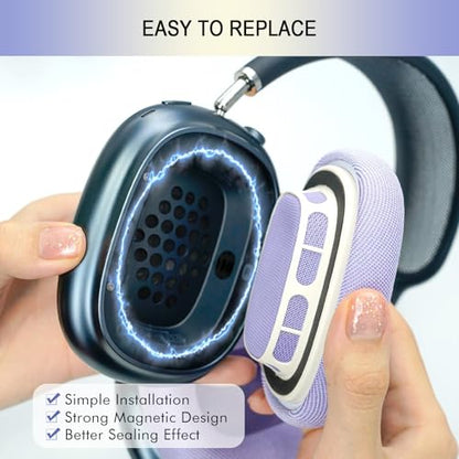 Upgraded Ear Cushions for Apple AirPods Max, Mesh Ear Pads Replacement | Air Pods 1 & 2 Over-Ear Headphones Ear Cups with Original Silicone Design (Purple) - color: Purple