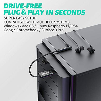 ENVEL USB Sound Card+Gaming Headset with Microphone for PC PS4 PS5 Nintendo Switch Xbox One X S