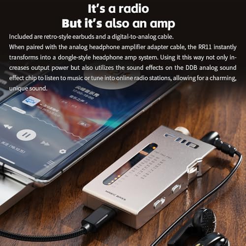 FiiO RR11 Portable HiFi FM Stereo Radio Receiver with Analog PVR Tuning, BASS+3D Sound Effects, 64MHz-108MHz (Silver, Hi-Res Audio Certified) - color: Silver