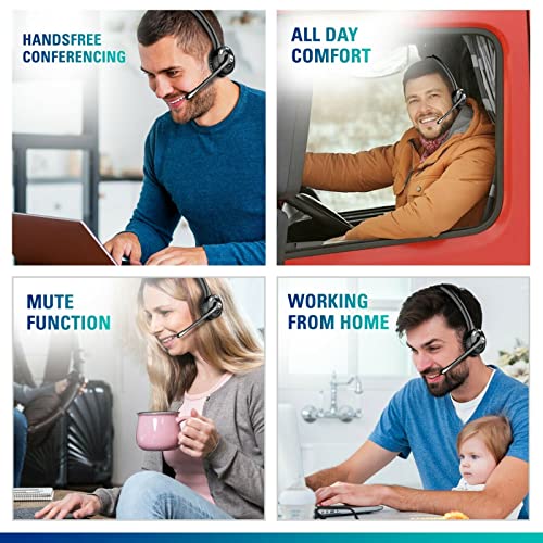 Delton 10X Trucker Bluetooth Headset, Wireless Headphones w/Microphone | Over The Head Single Earpiece with Mic for Skype, Call Centers, Truck Drivers - 18Hrs (2-Pack - style: Headset-Only