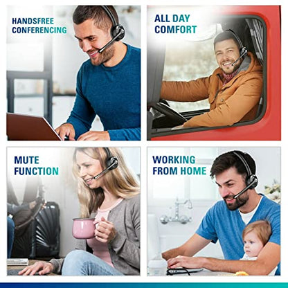 Delton 10X Trucker Bluetooth Headset, Wireless Headphones w/Microphone | Over The Head Single Earpiece with Mic for Skype, Call Centers, Truck Drivers - 18Hrs (2-Pack - style: Headset-Only