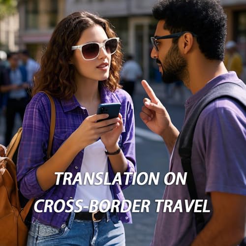 Smart AI Bluetooth Sunglasses for Women Men Translation Translator Translate Translating Headphones Audio Glasses with 150 Language & Accents UV Protection Bluetooth 5.4 Eyeglasses with Speakers - color: White