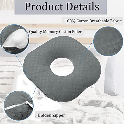 Ear Piercing Pillow with Hole for Cartilage Piercings, CNH Support - color: Dark Gray