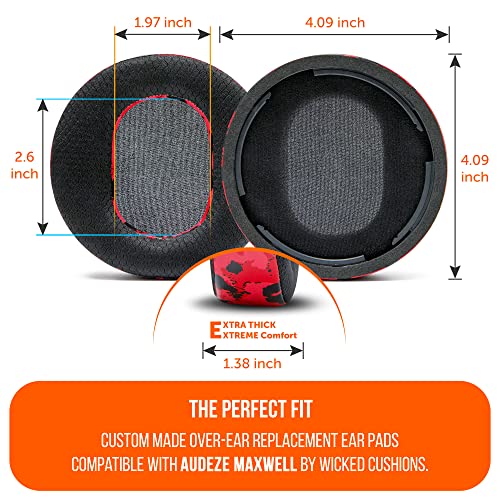 WC Freeze Maxwell Gen 1 - Cooling Gel Earpads for Audeze Maxwell 1 | Made by Wicked Cushions | Elevate Comfort, Durability, Thickness & Sound Isolation for Gaming | Red Camo - color: Red Camo
