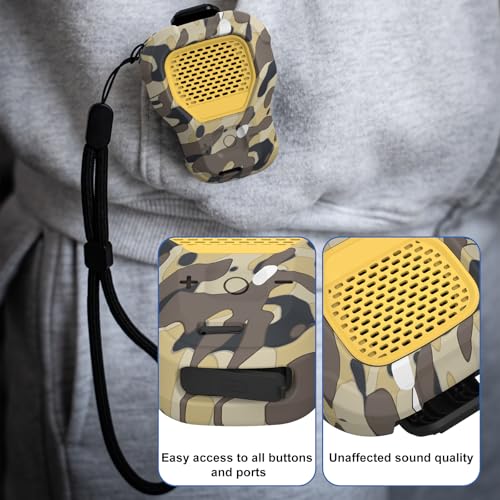 CYBERGUYS Silicone Case for DEWALT Wearable Bluetooth Speaker, Desert Camo | Durable Shock-Proof Non-Slip Protective Cover for DEWALT Mini Speaker, Lanyard, Small Lightweight, Easy-to-Install Sleeve - color: Desert Camo