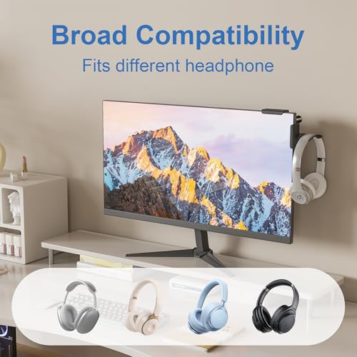 Headphone Holder for Screen (black 2 Pack) | Plastic Headphone Stand, Headset Stand Suitable for AirPods Max, Sony, Bose, Beats and More - color: black 2 Pack