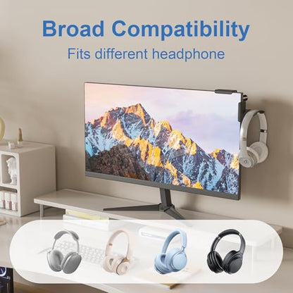 Headphone Holder for Screen (black 2 Pack) | Plastic Headphone Stand, Headset Stand Suitable for AirPods Max, Sony, Bose, Beats and More - color: black 2 Pack
