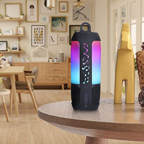 Linkidea Silicone Speaker Case Cover Compatible with JBL Pulse 3 Wireless IPX7 Waterproof Speaker, Protective Soft Skin Sleeve Travel Carrying Pouch with Keychain Hook (Black)