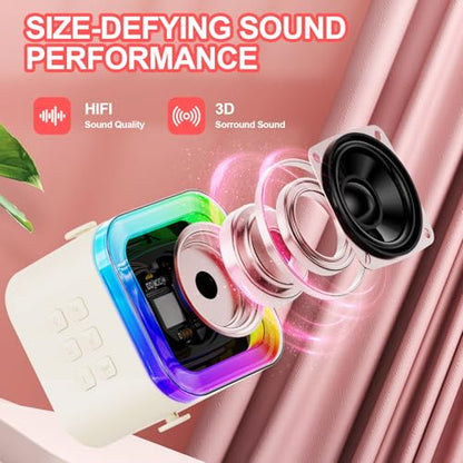Kids Karaoke Machine Toy Ages 3-12, 2 Wireless Mics BT Speaker, Cream | Voice Changer, LED Party Lights, Duets, BT 5.3, Mini Rechargeable Portable, Christmas Birthday Gifts for Toddler Boys & Girls - color: Cream - 2