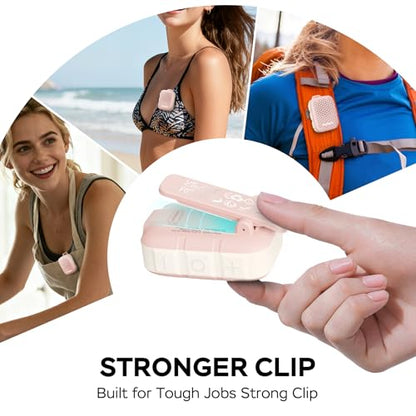 INSMY Wearable Bluetooth Speakers IP67 Waterproof Clip On Small Speaker | Portable Personal Speakers,Clean Sound,Stereo Pair,Wireless,ENC Built-in Mic,Lightweight for Golf Work Pool Gift (Pink) - color: Pink