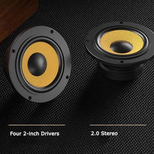 Retro Wooden Bluetooth 5.3 Portable Soundbar Speaker, 20W 2.0 Stereo with Bass Boost, TWS Pairing, USB/TF/AUX/FM Radio, for PC, Monitor, Laptop, Tablet & Smartphone