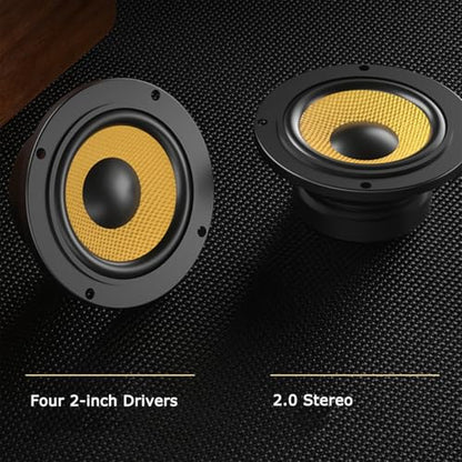 Retro Wooden Bluetooth 5.3 Portable Soundbar Speaker, 20W 2.0 Stereo with Bass Boost, TWS Pairing, USB/TF/AUX/FM Radio, for PC, Monitor, Laptop, Tablet & Smartphone