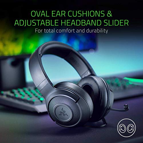 Razer Kraken X Lite Wired 7.1 Gaming Headset, 7.1 Surround Sound, Lightweight Design, Wired Gaming Headphones with Microphone for PC, Mac, Xbox One, Xbox Series X|S, PS4, PS5 - Black (Renewed)