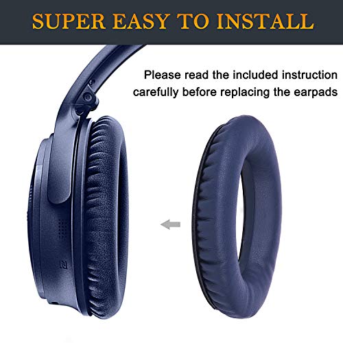 Replacement Earpads Cushions for Bose QuietComfort 35 (QC35) & Quiet Comfort 35 II (QC35 ii) Headphones, Ear Pads with Softer Leather, Noise Isolation Foam, Added Thickness (Midnight Blue) - color: Midnight Blue