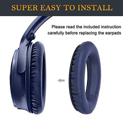 Replacement Earpads Cushions for Bose QuietComfort 35 (QC35) & Quiet Comfort 35 II (QC35 ii) Headphones, Ear Pads with Softer Leather, Noise Isolation Foam, Added Thickness (Midnight Blue) - color: Midnight Blue