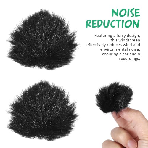 DECHOUS 2 Pcs Microphone Furry Windscreen Muff Black Fabric Mic Covers for Microphone Protection and Easy Installation, for Outdoor Interviews and Recordings