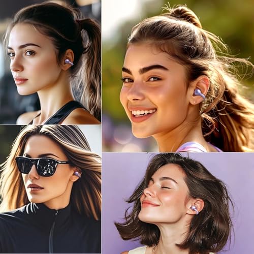 M100 Clip On Earbuds with Touchscreen Case , Open Ear Wireless Headphones for Glasses & Small Ears ,50H Total Battery, Bluetooth 6.0, IPX7 Waterproof,Ultra-Light 4g for Running & Workouts,purple - color: Purple
