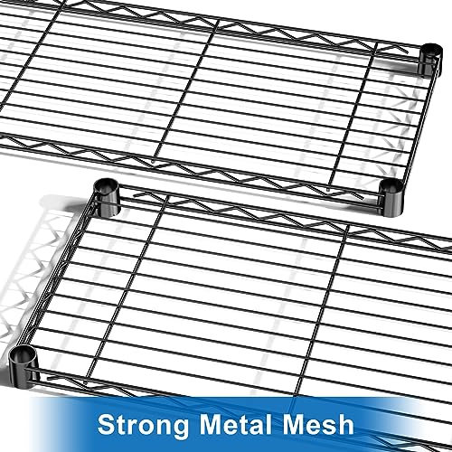 Auslar 3-Tier Heavy Duty Wire Shelving Adjustable Metal Storage Rack Black | Standing Shelving Units, Multi-Purpose Organizer for Kitchen Garage Pantry Laundry, Easy-Assembly Storage Shelf