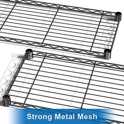 Auslar 3-Tier Heavy Duty Wire Shelving Adjustable Metal Storage Rack Black | Standing Shelving Units, Multi-Purpose Organizer for Kitchen Garage Pantry Laundry, Easy-Assembly Storage Shelf