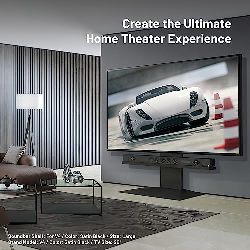WALL 46.5" Soundbar Shelf for TV Stand V4 Model, Satin Black | Compatible with WALL V4 Model, Creates a Floating Look for Soundbars, Remotes& Small Devices, Flexible Placement