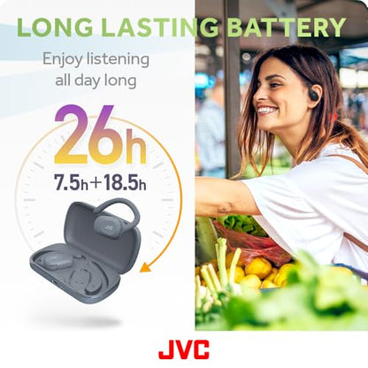 JVC nearphones Open Ear True Wireless Headphones with Pivot Motion Mecanism, 16mm Large Drivers Sound, Single Ear use, BT 5.4, Long Battery Life (up to 26 Hours) - HANP40TA (Blue) - color: Blue
